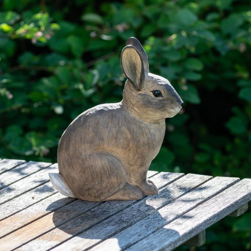 Wildlife Garden DecoAnimal Europaeisches Kaninchen handgeschnitzt nordischer-garten