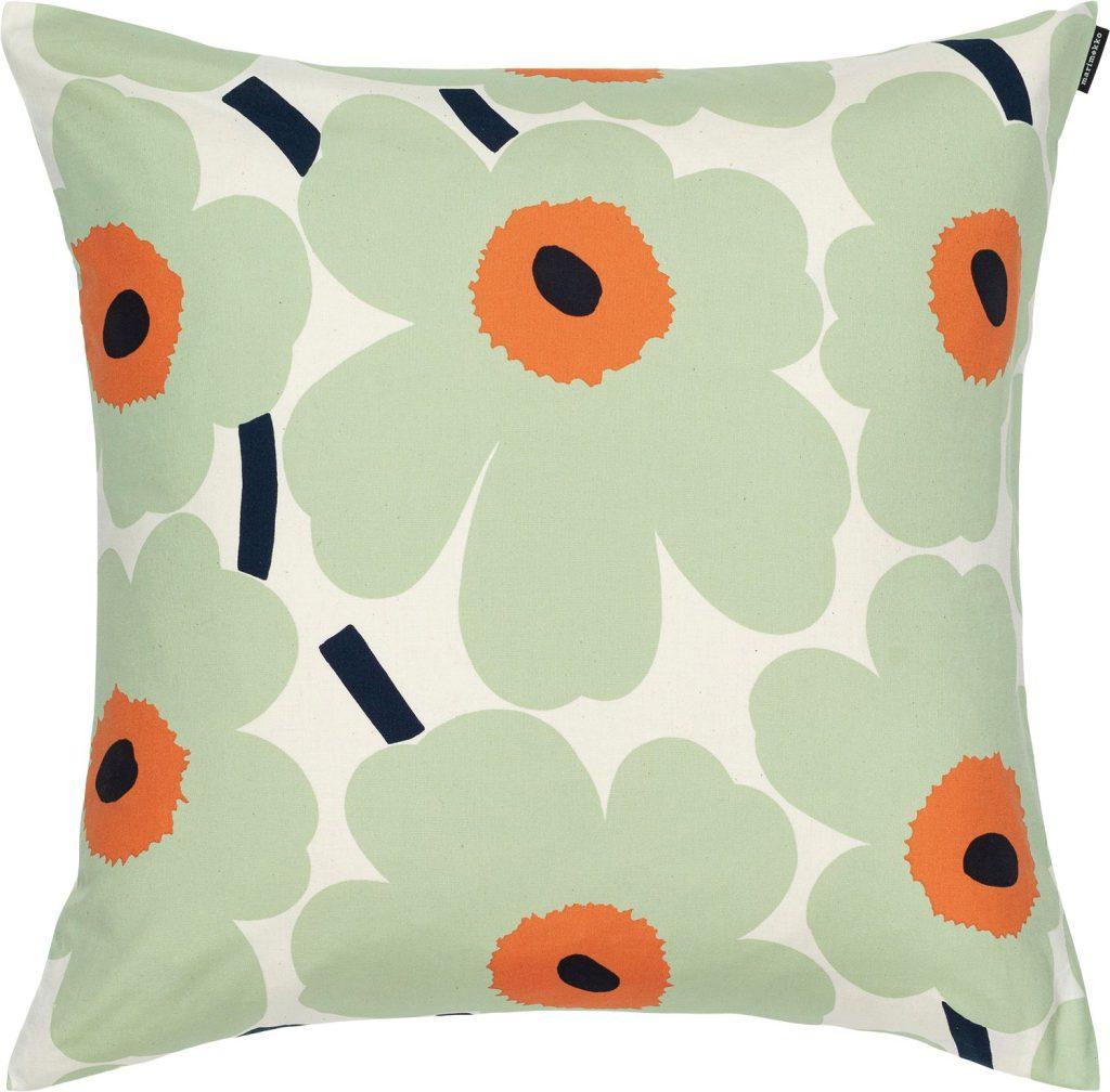 Marimekko Unikko Kissenhülle 50x50 cm (Öko-Tex) natur, salbei, warmes orange