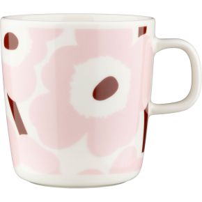 Marimekko Unikko Oiva Tasse / Becher 0,4 l cremeweiß, hellrosa, kastanienbraun