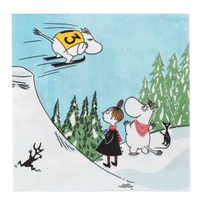 Moomin by Arabia Mumins Skispringen Papierservietten 33x33 cm 20 Stk. weiß, blau, mehrfarbig