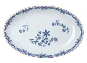 Rörstrand Ostindia Platte oval 22x33 cm grau, graublau, braun