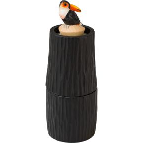 Wildlife Garden Salzmühle / Pfeffermühle schwarz Tukan orange Höhe 19 cm