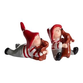 Nääsgränsgården Tomte Tusse & Dusty bis Höhe 7,5 cm 2 tlg. weiß, rot