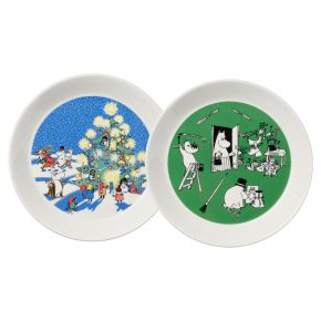 Moomin by Arabia Mumins Zeichnen & Weihnachten Teller Ø 19 cm mehrfarbig 2 Stk.