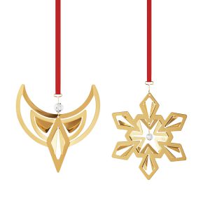 Georg Jensen Weihnachten 2024 Baumschmuck mit Kette Schneeflocke & Engel gold