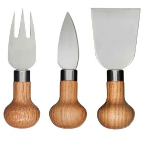 Sagaform Nature Käsemesser Länge 12 cm 3er Set mit Holzgriff