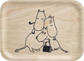 Muurla Mumins Familie Tablett 20x27 cm Special Edition 80 Jahre natur, schwarz