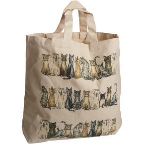 Nääsgränsgården Katzen Tragetasche 42x48 cm 2 Griffe beige, mehrfarbig