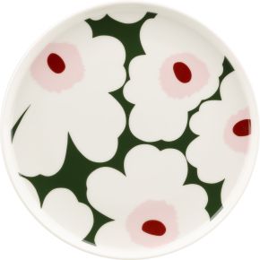 Marimekko Unikko Oiva Teller Ø 20 cm cremeweiß, dunkelgrün, hellrosa