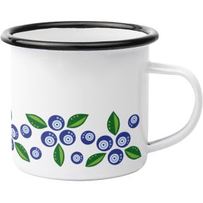 Anneko Design Tasse / Becher Emaille 0,3 l Blaubeere blau, grün, weiß