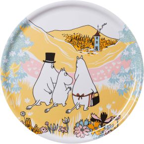 Moomin by Arabia Mumins Familienzeit Tablett Ø 35 cm gelb, grün, rosa