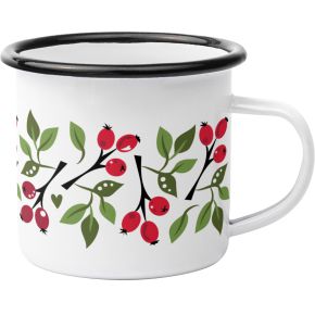 Anneko Design Tasse / Becher Emaille 0,3 l Hagebutte weiß, rot, grün