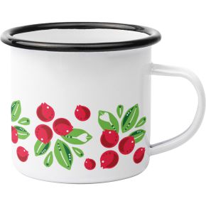 Anneko Design Tasse / Becher Emaille 0,3 l Preiselbeer weiß, rot, grün