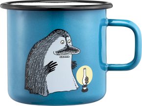 Muurla Mumins Groke Tasse / Becher Emaille 0,55 l türkis, schwarz, blau, weiß, gelb