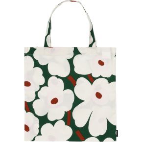 Marimekko Unikko Tragetasche (Öko-Tex) 43x44 cm dunkelgrün, weiß, hellrosa