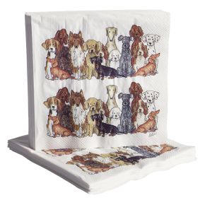 Nääsgränsgården Hunde Papierservietten 33x33 cm 20 Stk. weiß, mehrfarbig