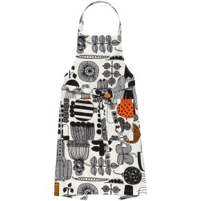 Marimekko Puutarhurin parhaat (die beste Ernte des Gärtners) Schürze weiß, schwarz, orange