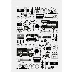 Anneko Design Geschirrtuch Camping 50x70 cm schwarz, weiß