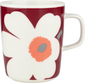 Marimekko Unikko Juhla (Fest) Oiva Becher 0,25 l creme, kirschrot Special Edition 60 Jahre