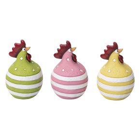 Nääsgränsgården Osterhühner Streifen, gelb, grün, rosa Höhe 5,2 cm 3er Set