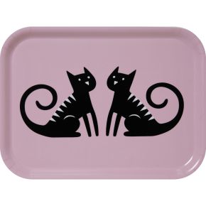 Bengt & Lotta Sitzende Katze Tablett 20x27 cm pink, schwarz