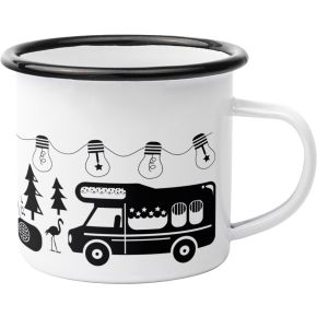 Anneko Design Tasse / Becher Emaille 0,3 l Vanlife schwarz, weiß