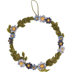 Gry & Sif Blumenkranz Anemone für Tür, Wand, Fenster Ø 28 cm blau, grün mit Aufhänger