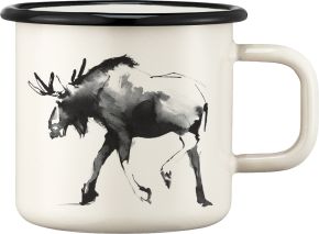 Muurla Teemu Järvi Elch Tasse / Becher Emaille 0,37 l creme, schwarz