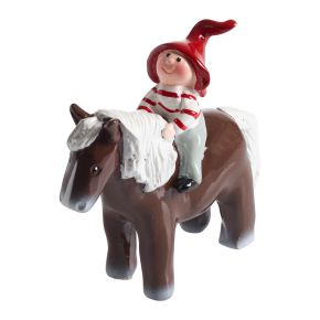 Nääsgränsgården Tomte Tusse mit Pferd Höhe 8,5 cm weiß, rot, braun