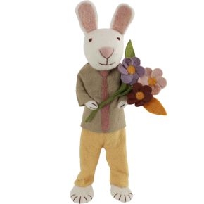 Gry & Sif Osterhase natur, gelb Jacke, Krawatte Blumen Höhe 60 cm