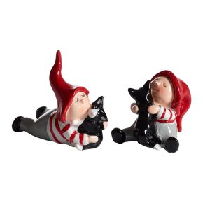 Nääsgränsgården Tomte Tusse & Dolly bis Höhe 7,5 cm 2 tlg. weiß, rot