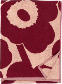 Marimekko Unikko Duschtuch 70x150 cm rosa, dunkle kirsche