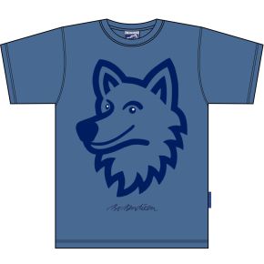 Bo Bendixen Unisex T-Shirt blaugrau, dunkelblau glücklicher Wolf