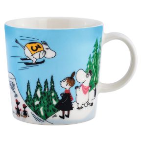 Moomin by Arabia Mumins Skispringen Tasse / Becher 0,3 l cremeweiß, blau, mehrfarbig