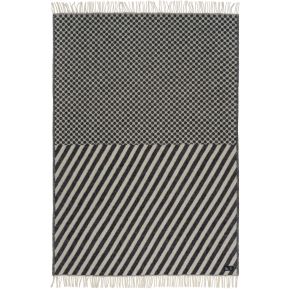 Klippan Dot & Stripe Wolldecke 130x200 cm (Öko-Tex) mit Recyclinganteil schwarz, natur