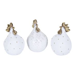 Nääsgränsgården Osterhühner Glamour weiß, gold Höhe 5,2 cm 3er Set