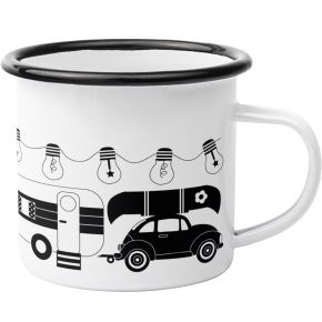 Anneko Design Tasse / Becher Emaille 0,3 l Camping schwarz, weiß