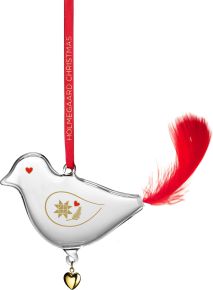 Holmegaard Weihnachten 2024 Ann-Sofi Romme Baumschmuck Vogel klar, gold, rot