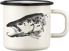 Muurla Teemu Järvi Hecht & Forelle Tasse / Becher Emaille 0,55 l creme, schwarz