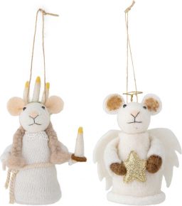 Bloomingville Baumschmuck Mäuse weiß Höhe 12 cm 2er Set Peo