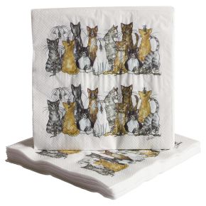 Nääsgränsgården Katzen Papierservietten 33x33 cm 20 Stk. weiß, mehrfarbig