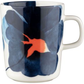 Marimekko Valssi Oiva Tasse / Becher 0,25 l cremeweiß, blau, orange